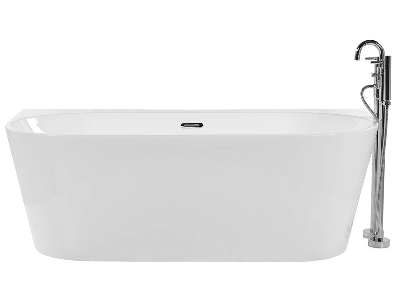 Bathtub White Sanitary Acrylic Oval Single 170 x 80 cm Modern Design Beliani