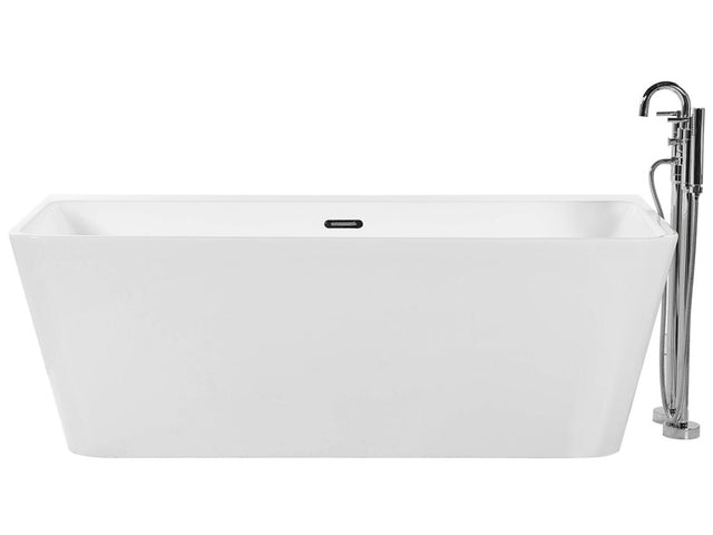 Bathtub White Sanitary Acrylic Oval Single 170 x 80 cm Minimalist Design Beliani