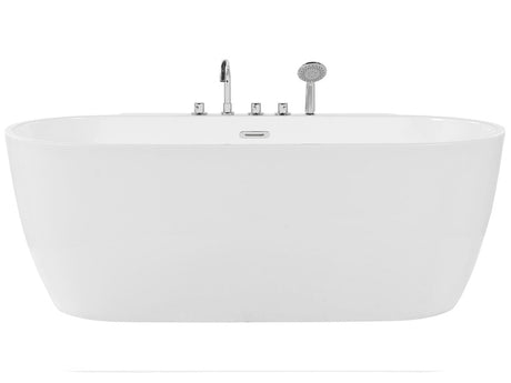 Freestanding Bath White Sanitary Acrylic Oval Single 170 x 80 cm Modern Design Beliani