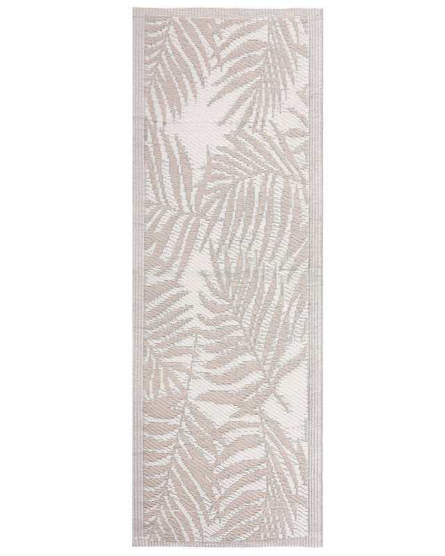 Outdoor Rug Mat Beige Synthetic 60 x 105 cm Palm Leaf Floral Pattern Eco Friendly Modern Beliani