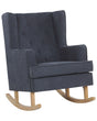 Rocking Chair Grey Fabric Solid Wooden Skates Classic Beliani
