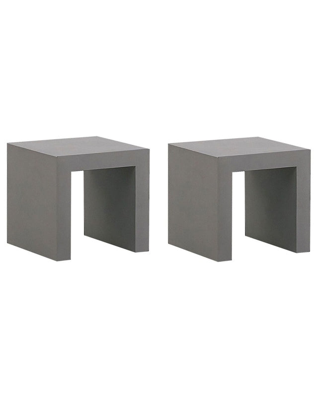 Set of 2 Garden Stools Grey Concrete Garden Modern Industrial  Beliani