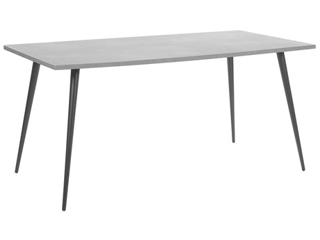 Dining Table Concrete Effect Top Black Metal Legs Rectangular 160 x 80 cm for 6 People Modern Glamour Style Beliani