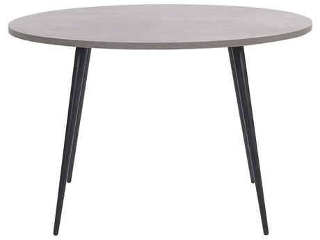 Dining Table Concrete Effect Top Black Metal Legs Round ø 120 cm Modern Glamour Style Beliani