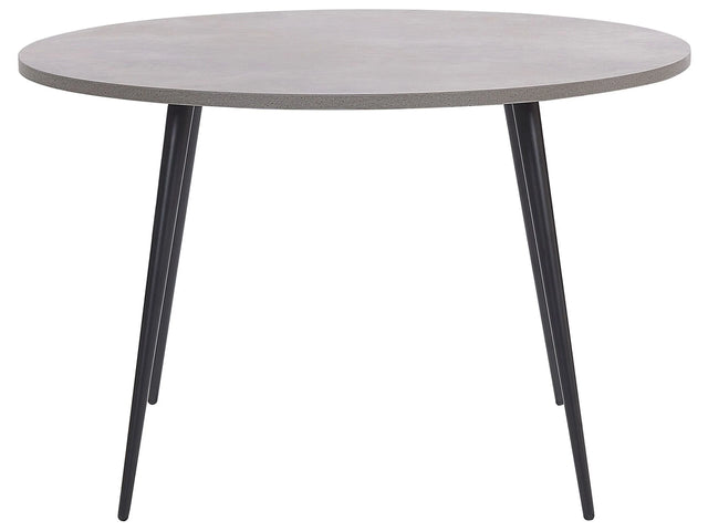 Dining Table Concrete Effect Top Black Metal Legs Round  120 cm Modern Glamour Style Beliani