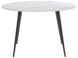 Dining Table White Marble Effect Top Black Metal Legs Round  120 cm Modern Glamour Style Beliani