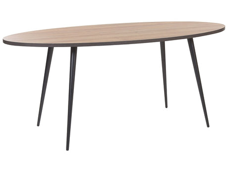 Dining Table Dark Wood Top Black Metal Legs Oval 180 x 90 cm Modern Retro Beliani