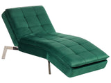 Chaise Lounge Emerald Green Velvet Tufted Adjustable Back and Legs Modern Glam Beliani