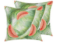 Garden Cushions Green Multicolour Polyester Square 45 cm Thick Filling Outdoor Scatter Pillow Modern Floral Motif Beliani