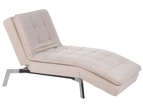 Chaise Lounge Beige Velvet Tufted Adjustable Back and Legs Modern Glam Beliani