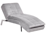 Chaise Lounge Light Grey Velvet Tufted Adjustable Back and Legs Modern Glam Beliani
