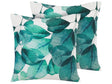 Set of 2 Outdoor Cushions Polyester Teal Blue and White Square 45 cm Multicolour Leaf Pattern Beliani