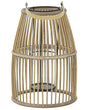 Lantern Beige Bamboo Wood 32 cm with Glass Holder Boho Style Indoor and Outdoor Beliani