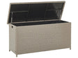 Outdoor Storage Box Beige Faux Rattan Garden Deck Cushion Chest 126 x 46 cm Beliani