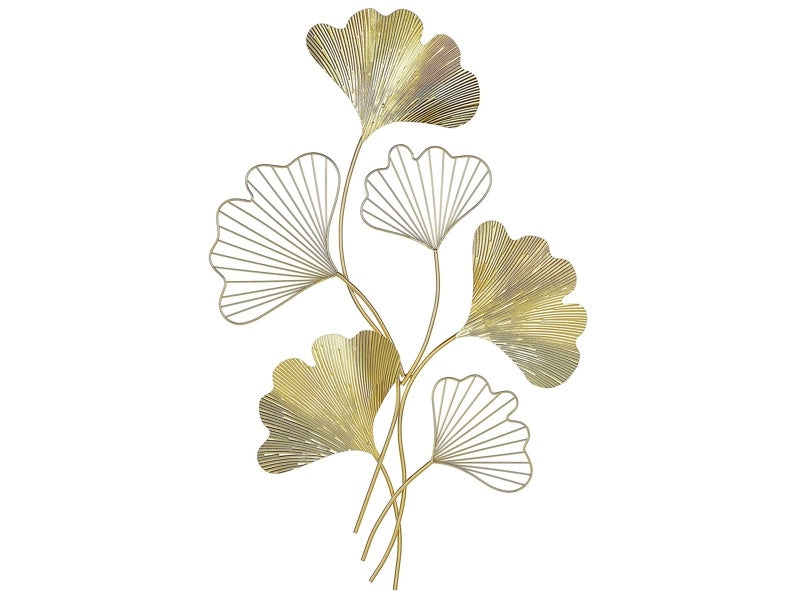 Wall Decor Metal Golden 79 cm Leaves Wall Art Natural Pattern Modern Accessory Beliani