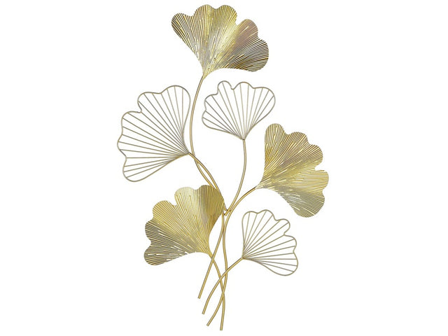 Wall Decor Metal Golden 79 cm Leaves Wall Art Natural Pattern Modern Accessory Beliani