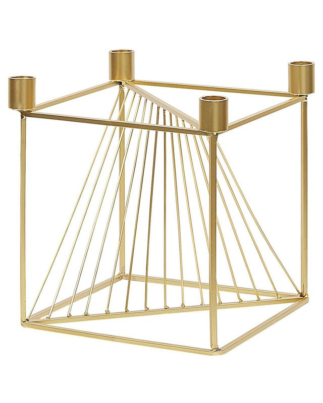 Candle Holder Golden Metal 23 cm Cubic Home Accessory Glamour Decoration Beliani