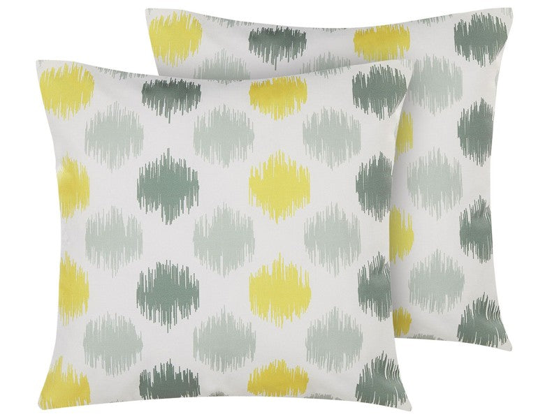 Set of 2 Garden Cushions Multicolour Polyester Square 45 x 45 cm Water Resistant Modern Pattern Beliani