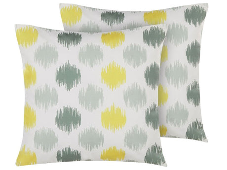 Set of 2 Garden Cushions Multicolour Polyester Square 45 x 45 cm Water Resistant Modern Pattern Beliani