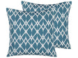 Set of 2 Garden Cushions Blue Polyester Geometric Pattern 45 x 45 cm Modern Decor Accessories Water Resistant Beliani