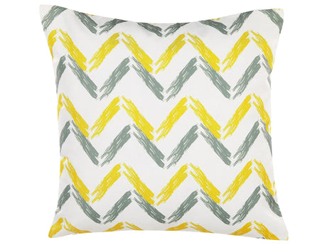 Garden Cushion Yellow and Grey Multicolour Polyester Chevron Pattern 45 x 45 cm Modern Outdoor Decoration Water Resistant Beliani