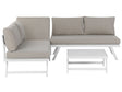 5 Seater Garden Sofa Set Taupe Cushions White Frame Adjustable Seats Coffee Table Modern Design Beliani