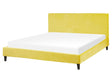 EU King Size Panel Bed 5ft3 Yellow Velvet Slatted Frame Contemporary Beliani