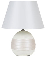 Table Lamp Off-White Ceramic Base Faux Silk Cone Shade Bedside Cream Table Lamp Beliani