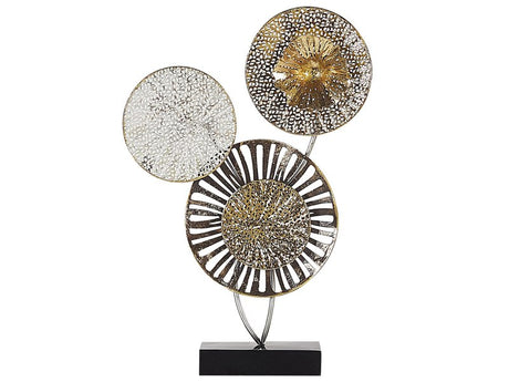 Ornament Gold and Silver Metal 44 cm Decorative Object Accent Piece Circles Modern Design Beliani