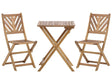 3 Piece Bistro Set Light Solid Acacia 2 Chairs and Tea Table Folding Slatted Design  Beliani