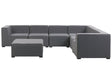 Corner Sofa Set Grey Fabric Upholstery 7 Seater with Ottoman Indoor Outdoor Modular Garden Lounge Set Left Hand Beliani