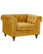 Chesterfield Armchair Yellow Velvet Fabric Upholstery Dark Wood Legs Contemporary Beliani