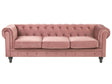 Chesterfield Sofa Pink Velvet Fabric Upholstery Black Legs 3 Seater Beliani