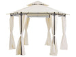 Garden Gazebo Beige Polyester Curtains Black Metal Frame Patio Furniture UV Resistant Beliani