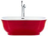 Freestanding Bath Red Sanitary Acrylic Oval Single 170 x 77 cm Modern Design Beliani