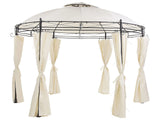 Gazebo Beige Fabric Black Steel Frame Round 368 cm Curtains Garden Beliani