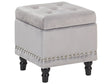 Footstool Light Grey Velvet Upholstery Button Tufted Nailhead Trim Seat Beliani