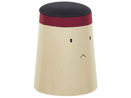 Kids Pouffe Beige Upholstered Warrior Motif Footstool Beliani