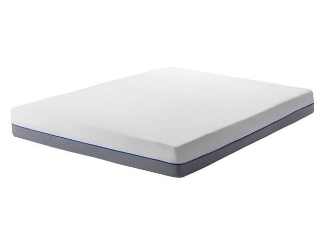 Memory Foam Firm Mattress White with Grey Fabric EU Double Size 4ft6 Medium Firm Beliani