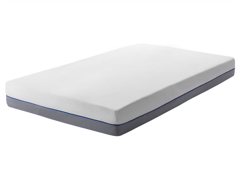 Memory Foam Mattress White with Grey Fabric EU Small Single Size Firm Beliani