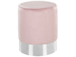 Pouffe Pink Velvet Upholstery Silver Metallic Band Glamour Style Beliani