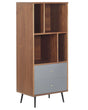 Bookcase Dark Walnut with Grey MDF 139 x 60 x 40 cm Storage Unit with Drawers Modern Beliani