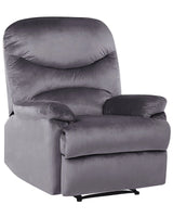 Recliner Chair Grey Velvet Upholstery Push-Back Manually Adjustable Back and Footrest Retro Design Armchair Beliani
