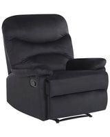 Recliner Chair Black Velvet Upholstery Push-Back Manually Adjustable Back and Footrest Retro Design Armchair Beliani