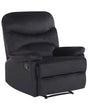 Recliner Chair Black Velvet Upholstery Push-Back Manually Adjustable Back and Footrest Retro Design Armchair Beliani
