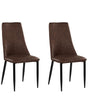 Set of 2 Dining Chairs Brown Faux Leather Upholstered Seat High Back  Beliani