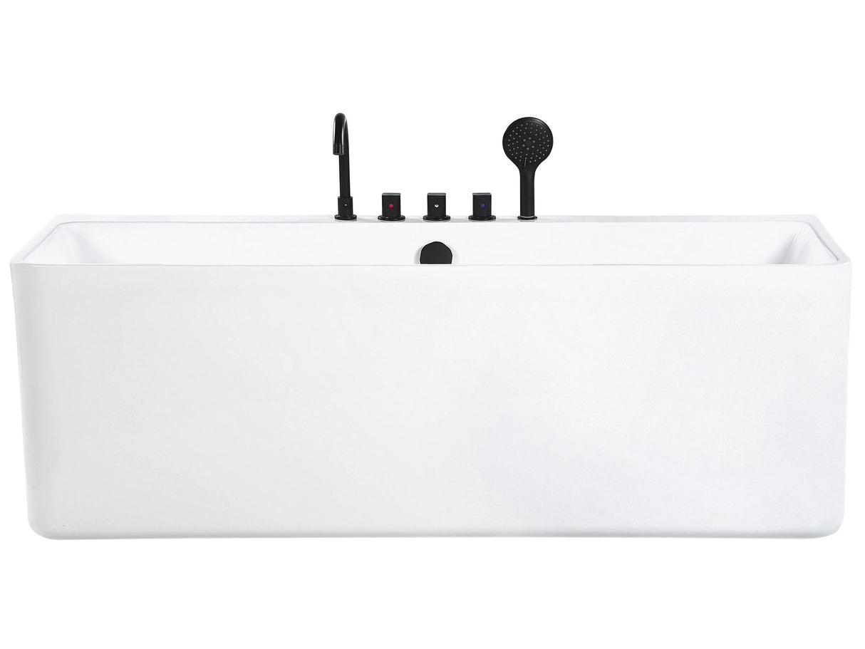 Bathtub White Acrylic Rectangular 170 x 75 cm Back to Wall Fittings Beliani