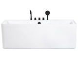 Bathtub White Acrylic Rectangular 170 x 75 cm Back to Wall Fittings Beliani