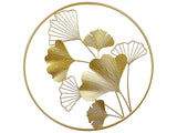 Wall Decor Metal Golden 45 cm Leaves in Frame Wall Art Modern Accessory Beliani