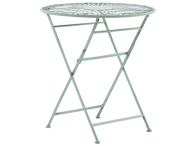 Outdoor Bistro Table Green Metal Folding Vintage Ornaments Beliani